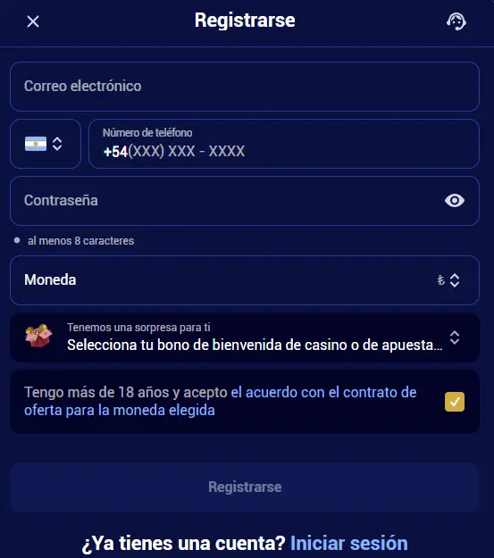 Cómo registrarse en Spinay Casino