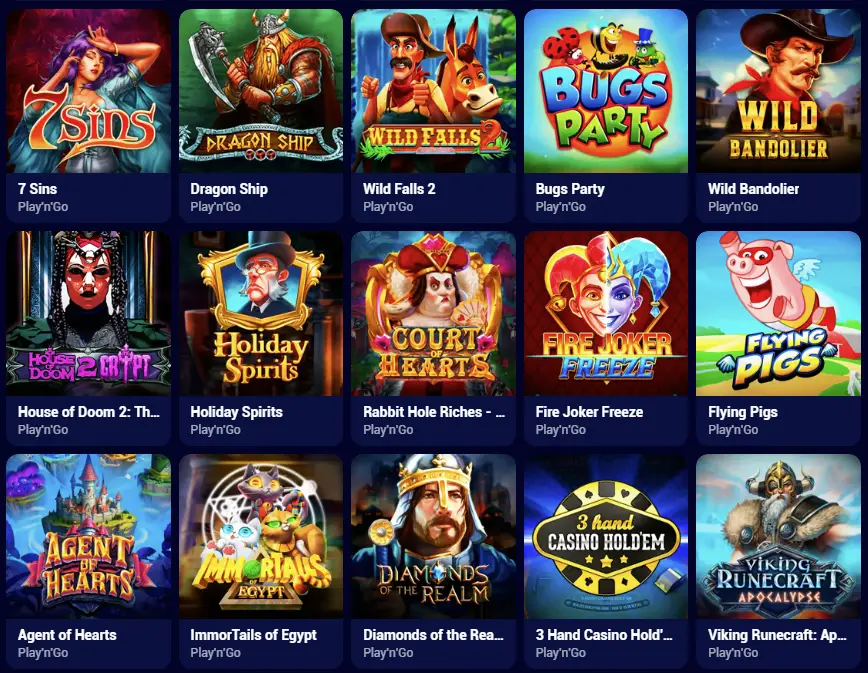 Catálogo de juegos de Spinay Casino
